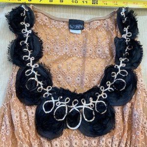 Black/Nude Lace Daytrip Empire Waist Tank